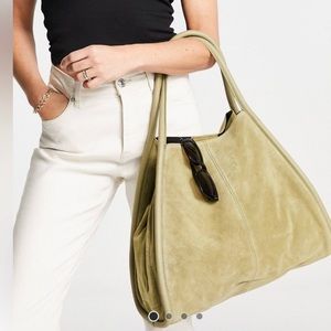ASOS Design Sage Green Suede Tote